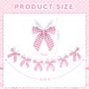 Easter Bunny Ear Garland Pink Gingham Bow Garland with Bunny Ears Coquette Easter Rabbit Banner Hanging Decor for Spring Birthday Baby Shower Party Supplies Home Wall Window Decoration