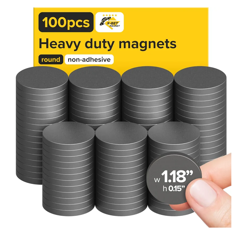 X-bet MAGNET Ceramic Magnets 100 pcs Bigger Size, diamter D30X4mm - Round Disc - Flat Circle Magnets Bulk for Crafts, Science & Hobbies - Perfect for Refrigerator, Whiteboard, Fridge