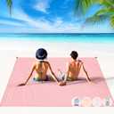 BYDOLL Beach Blanket Waterproof Sandproof Large Sand Free 78''X81''/10'X9' Big Lightweight Blanket Picnic Mat for Beach Travel Camping Hiking Picnic with Stakes (Pink)