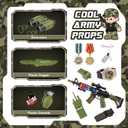 Metemot Kids Army Costume for Boys, Military Soldier Costume with Army Toys, Boys Halloween Costumes with Army Vest, Soldier Boy Dress up Costumes for Play Age 3-12, Halloween Birthday Gift for Kids, Size Large