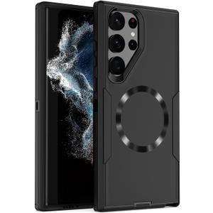 Designed for Samsung Galaxy S25 Ultra Case,Magnetic,Double Drop Protection Heavy Duty,Compatible with MagSafe,Dustproof,No Fading, No Yellowing,for Men Women,Black