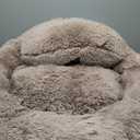 PetJett Large Dog Bed - 36'' Calming Donut Dog Beds, Anti-Slip & Washable Large Round Bed, Fluffy Faux Fur Pet Bed, Super Soft Anti-Anxiety Premium Comfort Bed, Fits Dogs up to 80 lbs - Beige
