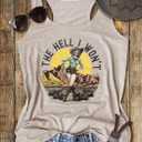 Graphic Tees for Women Summer Tank Tops Vacation Outfits for Women Country Concert Tops Summer Racer Back Tank Tops (Brown, L)
