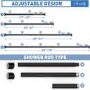 SUNALLY Shower Curtain Rod Adjustable 32-75 Inch, Spring Tension Shower Rods Stainless Steel Telescoping Curtain Rod for Bathroom or Windows, No Drilling, No Slip, No Rust, Black