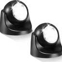 Motion Sensor Outdoor Lights - Outdoor Motion Sensor Light Battery Operated Wireless Spotlight Motion Detector Security Light Auto On Off for Sheltered Porch Stair Hallway Garage Wall Shed (2 Pack) (Black)