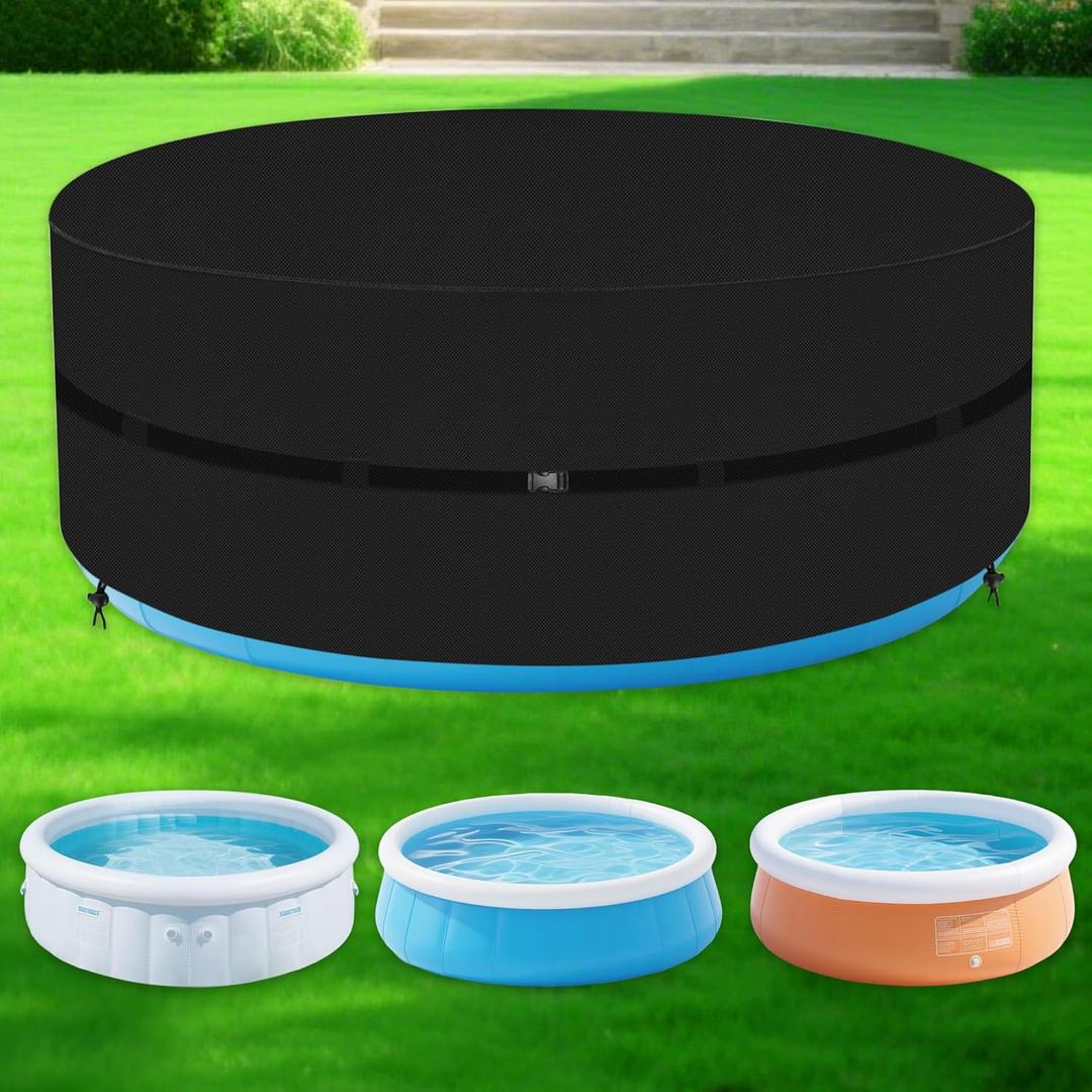 Round Hot Tub Cover, Heavy Duty Oxford Inflatable Spa Cover, Full Coverage Hot Tub Covers Replacement, Waterproof and Weatherproof Portable Cover Protectors for Outdoor (79 "x 79" x 28", Black)