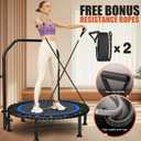 Bungee Rebounder Trampoline, ANCHEER 40" Foldable Fitness Trampoline with Resistance Ropes&Upgraded Bungees, 4 Level Adjustable Handlebar, 450LBS Capacity, Safe for Home/Cardio,Indoor/Outdoor