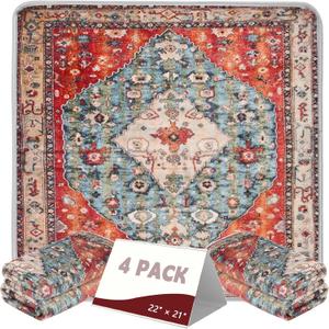 FUMMI 4 Pack Reusable Waterproof Incontinence Bed & Chair Pads, 22 x 21 Extra Heavy Absorbency, Soft Flannel Surface, Machine Washable for Dogs, Adults & Babies (Red, 22 21)