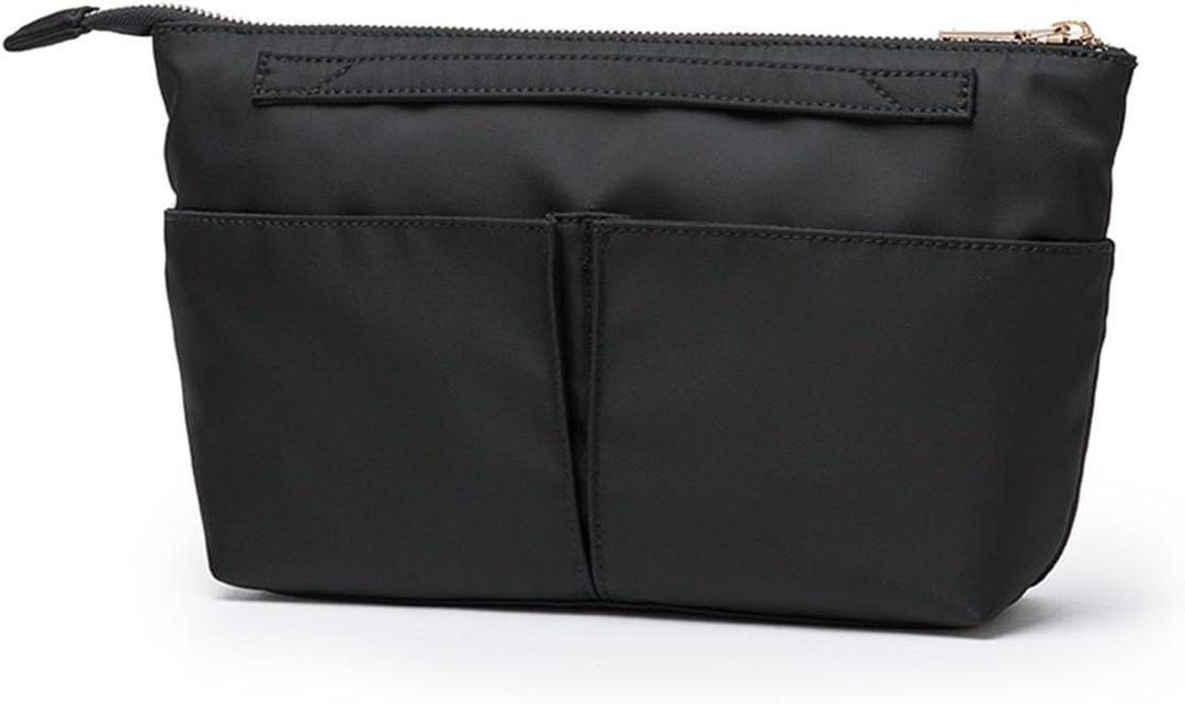 Cosmetic Bag Storage Organizer Insert Lightweight Waterproof Nylon Fabric with Zipper Closure Ideal for Travel Tote Bags