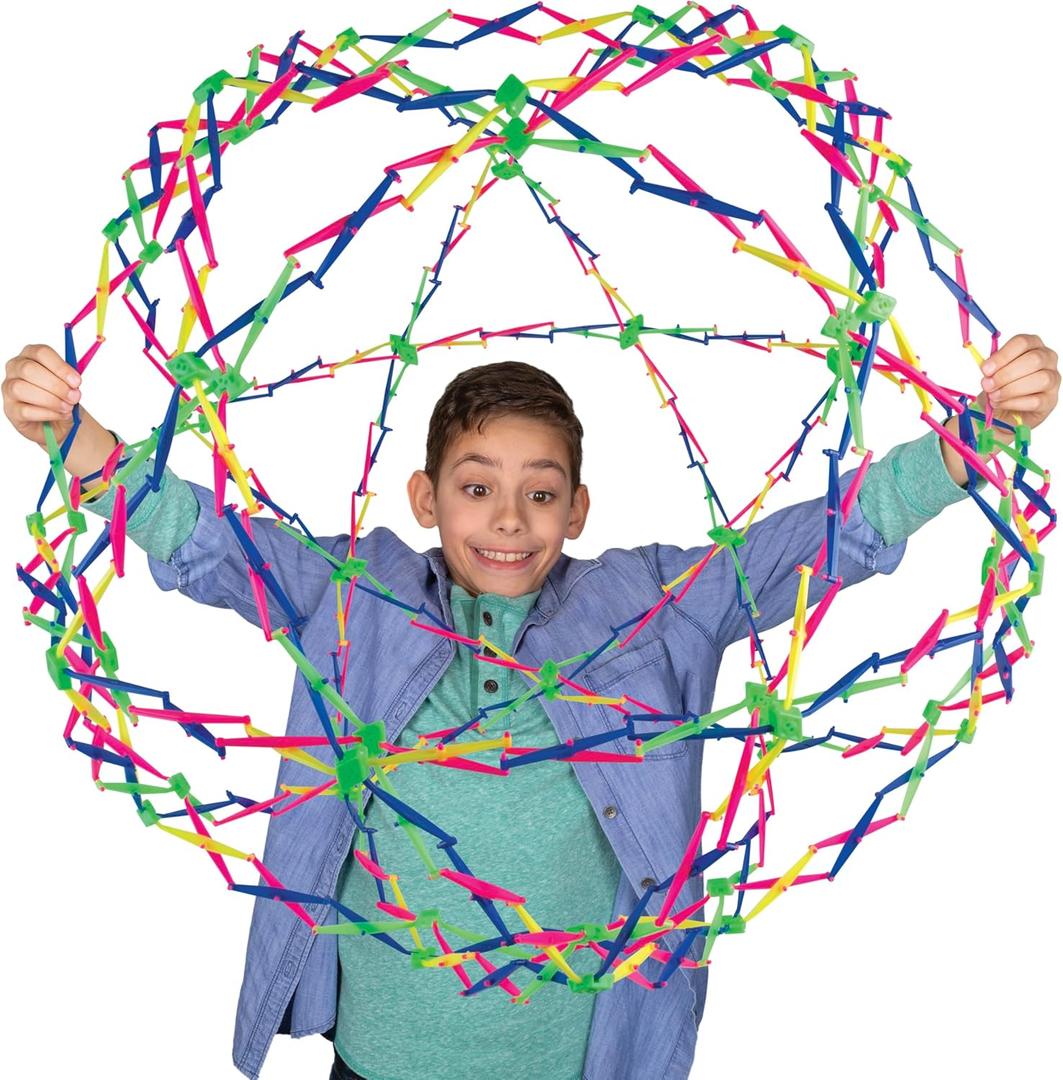 ORB Curiosities Hoberman Sphere EXTREME Expand-A-Ball - Rainbow - Triples In Size and Expands To 3 Feet - Huge Expandable Fidget Sphere, Breathing Ball Toy - Breath Exercises, Play For Kids and Adults