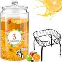 Honeydak 1 Pack 3 Gallon Glass Beverage Dispenser with Stand and Spigot Leakproof Glass Drink Beverage Storage for Parties Mason Jar Dispenser with Lids