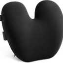 DONAMA Ergonomic Lumbar Pillow for Back Support - High-Density Memory Foam Cushion for Pain Relief - Lumbar Support Cushion w/Strap for Office Chair, Car, Home, and Travel (Dark Black)