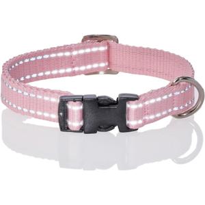 Pet Passion Adjustable Reflective Dog Pet Collar for Small, Medium and Large Dogs, Pink, X-Small