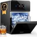 ecozy 2" Clear Ice Ball Maker Countertop with CrystalFlux Technology, 4 pcs in 40 Mins, 144 pcs/Day, Sphere Ice Maker with Automatic Water Supply, Self-Cleaning, Enhanced Insulation for Whiskey Bar (Black)