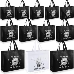 Wesnoy 12 Pcs Bride or Die Bachelorette Party Gift Bag Till Death Do Us Party Tote Bag with Handle Reusable Skeleton Bridesmaid Bag for Wedding Bachelorette Bridal Shower Supplies 11.8 x 3.9 x 9.8Inch