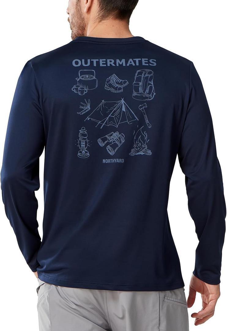 NORTHYARD Men's Hiking Graphic Shirts Long Sleeve UPF 50+ Fishing T-Shirt (L)