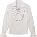 GRACEART Boys Medieval Pirate Shirt Renaissance Colonial Shirt for Kids white 2T to 16 Years (White)