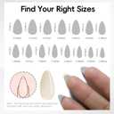 4 x Short Almond Press On Nails, Durable Reusable Glossy Artificial Nails Kit with Adhesive Tabs, 24 Pcs 12 Sizes for Fashion Women, Perfect for for Daily Outfits, Party or Date, White