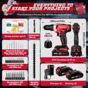 20V Cordless Drill Set,Electric Power Drill Cordless,Power Drill Drivers,Electric Screwdriver - 2.0Ah Batteries, 30Nm21+1 Torque,2 Speed,34pcs Acessories,Built-in LED,Kit for Home,Red