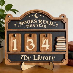 Books Read This Year Counter, Book Tracker for Home Library Decor, Book Counter Book Lover Gift for Librarian Reader Teacher, Bookshelf Decor Wall Art
