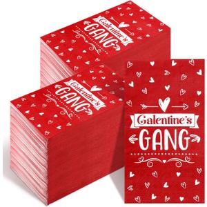 Zonon 200 Pcs Galentines Day Guest Napkins for Party Decorations Love Heart Disposable Bathroom Paper Napkins Red Dinner Hand Cocktail Towels for Girl Lady Party Supplies(Galentines Day)