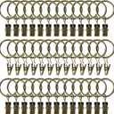 Curtain Rings with Clips Hooks 44Pack 1.26 inch Metal Stainless Steel Drapery Rings for Tension Rod Bracket Eyelets Decorative Hangers, Bronze (1.26" Interior Diameter)