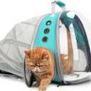 Lollimeow Cat Carrier Backpack, Expandable Bubble Pet Carrier for Cats and Small Dogs, Airline Approved Travel Backpack for Hiking, Walking & Outdoor Adventures - Supports up to 14 lbs