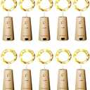 Aluan Wine Bottle Lights with Cork, 12 LED 10 Pack Fairy / String Lights Waterproof Battery Operated for Jar Party Wedding Christmas Festival Bar Decoration, Warm White