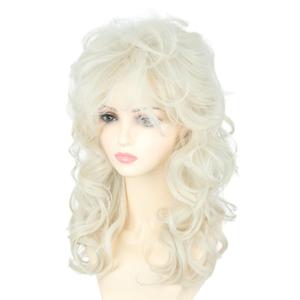 Women's Wigs 70s 80s Fashion Singer Wigs Platinum Blonde Long Curly Beehive Wigs for Halloween Costume Party Wig