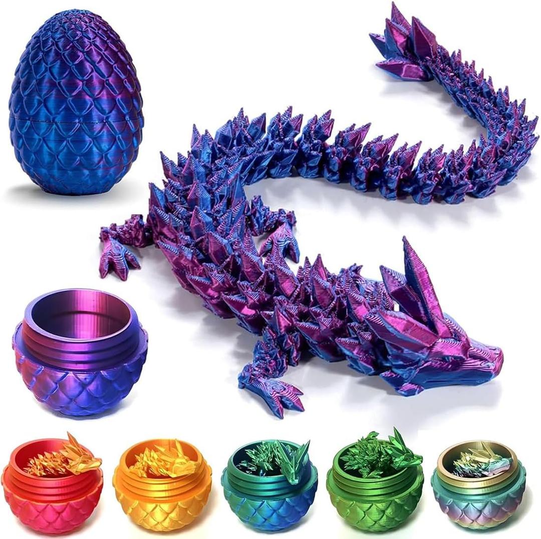 Dragon Egg 3D Printed Dragon Egg Articulated Crystal with Fidget Toy Executive Desk Toys Adults Fidget Toys (12'')