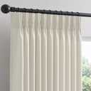 Linen Pinch Pleated Curtains 90 Inches Long 1 Panel for Living Room Bedroom Cream Colored Memory Trained Ceiling Track Drapes Natural Farmhouse Semi Sheer Privacy Curtain With Hooks Rings Off White