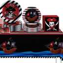 Birthday Party Decorations - Pirates Birthday Party Supplies 69cs, Included Pirates Theme Plates Cups Napkins Tablecloth Disposable Serves 10 Guests