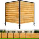 2 Panels No Dig Wood Privacy Screen, 42" H x 40" W Outdoor AC Fence