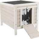 Trixie Outdoor Cat House, Weatherproof Cat Home with Raised Floor, Hinged Asphalt Roof & Covered Opening, Small Outdoor Shelter for Cats and Small Animals, Gray Fir Wood