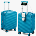 Hard Shell Suitcases 20 Inch Carry on Luggage Airline Approved with Wheels, Expandable Travel Luggage with Cup Holder Charger Built in Lightweight Small Suitcase, Caribbean Blue