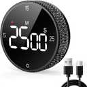 USB Rechargeable Magnetic Kitchen Timer for Cooking, Building 800mAh Battery Large Display Digital Countdown Count up Timer, 3 Preset 5/15/25 Mins Loud Alarm for Baking Grilling Studying