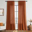 Nanspring Rust Linen Curtains 96 Inches Long for Living Room Light Filtering Semi Sheer Curtain Back Tab Rod Pocket Vintage Rustic Luxury Home Decor Drapes for Bedroom Office 52x96, 2 Panels