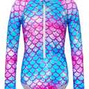 WhizBuzz Girls Swimsuits 3T Pink Blue Long Sleeve Rash Guard Bathing Suit