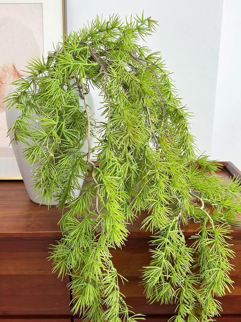 Set of 3 Artificial Hanging Plants UV Resistant Greenery Plants for Indoor Outdoor Decorations, Fake Pines for Home Wall Decor, Bathroom Living Room Outdoor Porch Patio Balcony Decor