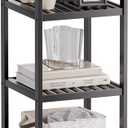 SMIBUY Bathroom Storage Shelf, 4-Tier Bamboo Rack Organizer, Multifunctional Shelving Unit for Living Room Bedroom Kitchen (Black)