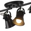 SEEBLEN 4-Light Track Lighting Kit, Directional Ceiling Light, Industrial Black Kitchen Track Lighting Fixtures Ceiling for Kitchen, Living Room, Dining Room, Hallway.