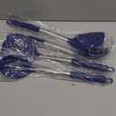 4 Pack Silicone Utensils Set, Non Stick Solid Spatulas, Heat Resistant Blue Slotted Spoons with Stainless Steel Handle, BPA Free Cooking Turner for Stir-Fry, Frying, Mixing, Serving, Draining, Turning