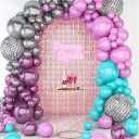 House of Party Disco Balloon Garland Kit 96 Pcs Latex and Holographic Foil Balloons with Disco Foil Balloons for Birthday, Bachelorette, Last Disco Party Decorations