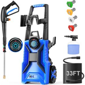 Pressure Cleaner High Power Cleaner with 33ft Pressure Hose, 4 Nozzles and 500ml Foam Cannon for Cars/Fences/Driveways/Patios/Home Cleaning (Light Blue) Pressure Cleaner High Power Cleaner with 33ft Pressure Hose, 4 Nozzles and 500ml Foam Cannon for Cars/Fences/Driveways/Patios/Home Cleaning (Light Blue)