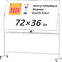Large Rolling Whiteboard on Wheels, 72" x 36" Double-Sided Mobile White Board with Stand, 6' x 3' Portable Standing Magnetic Dry Erase Board Easel for Home Office Classroom School, Silver