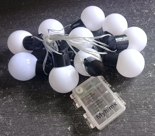 Myhimx Indoor String Lights Battery Operated, 7Ft 10 LED White Globe String Lights Shatterproof for Indoor Outdoor Patio Garden Camping Wedding Xmas Decorations 