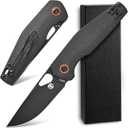 FF5 Folding Pocket Knife,DC53 Steel Blade Micarta Handle with Pocket Clip for Outdoor Camping Hunting Fishing Working (Black)