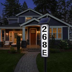 FLSEPAMB Solar Address Sign Lighted Solar House Numbers for Outside Address Plaques for House Address Sign Numbers for House, Yard, Garden, Waterproof