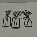 Hotop 3 Pieces Metal Flower Wall Decor Metal Vase Door Art Wall Sculptures Hanging Flower in Vase Hanging Iron Decor for Living Room Kitchen(Black)