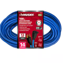 Husky 14 Gauge Cold Weather Indoor-Outdoor Extension Cord, 100 ft, Blue
